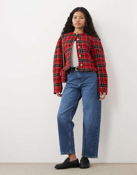 JDY Petite High-Waist Barrel-Jeans in Mittelblau - view 1