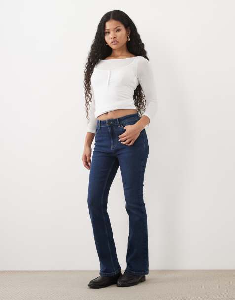 JDY Petite high waist bootcut jeans in dark blue - view 1