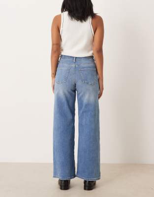 Jdy Petite High Waist Wide Leg Jeans In Blue