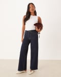 [JDY Petite] JDY Petite high waist wide leg jeans in rinse blue denim S L28 BLUE