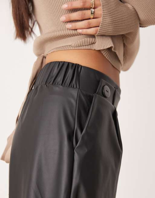 Petite high waisted leather trousers hotsell