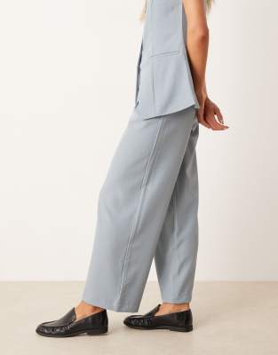 Jdy Petite Highwaist Pleated Wide Leg Trouser Co-ord In Blue