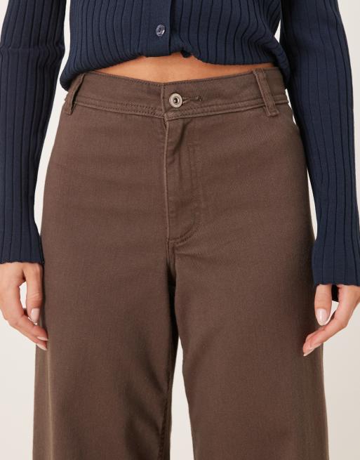 JDY Petite - Iris - Jeans met wijde pijpen en hoge taille in bruin, 5 van 5