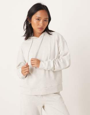 JDY Petite JDY Petite jersey sweat hoodie co-ord in light grey-Neutral