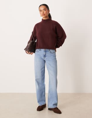 JDY Petite Katie low waist straight leg jeans in light blue