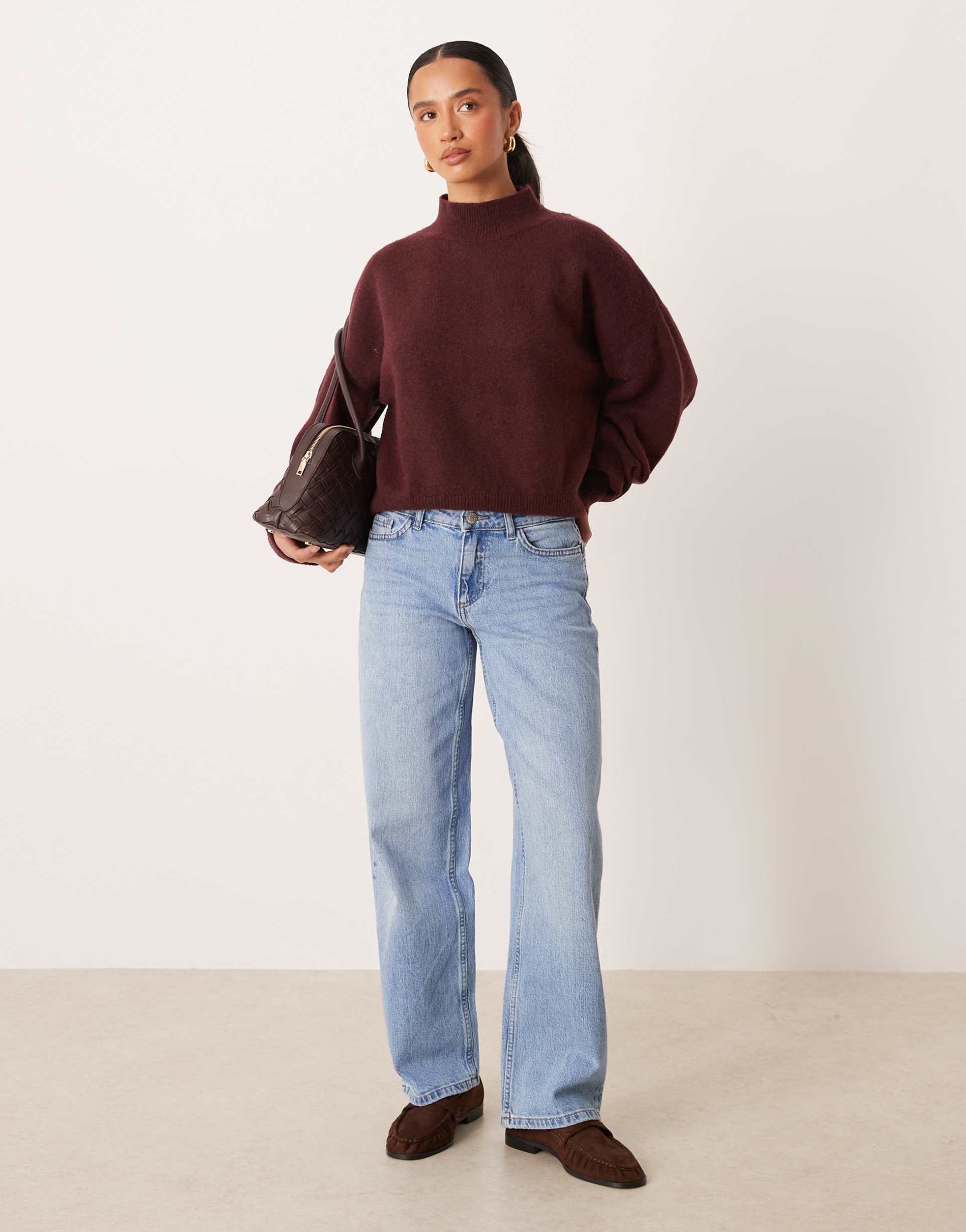 jdy petite katie low waist straight leg jeans in light blue