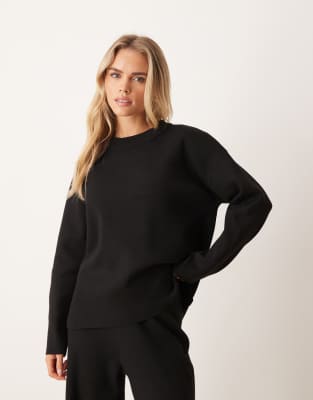 JDY Petite JDY Petite knitted jumper co-ord in black
