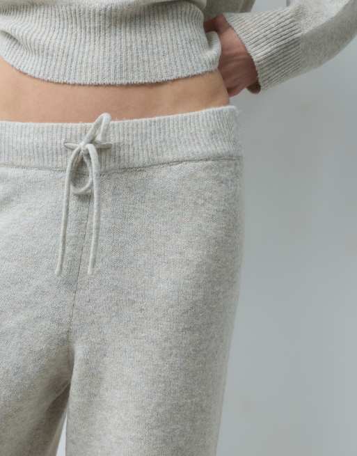 JDY Petite knitted pant co-ord in stone, 4 of 5
