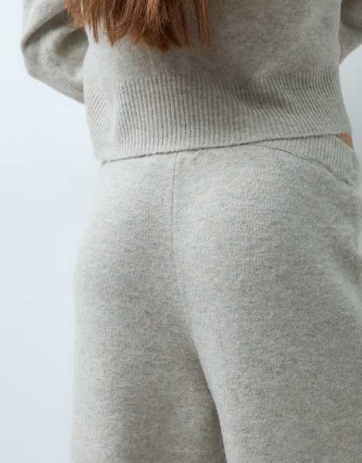 JDY Petite knitted pant co-ord in stone, 5 of 5