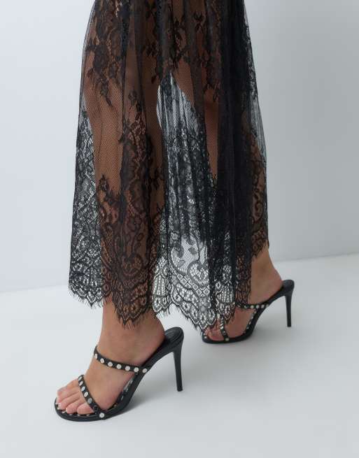 JDY Petite lace inscert maxi dress in black, 2 of 5