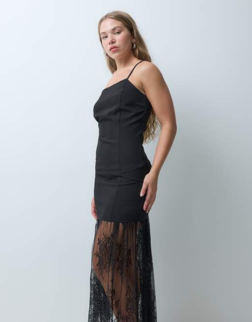 JDY Petite lace inscert maxi dress in black, 5 of 5
