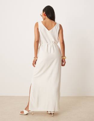 Shop Jdy Petite Linen Mix Tie Maxi Dress