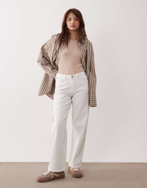 JDY Petite low waist straight leg jeans in white - view 1