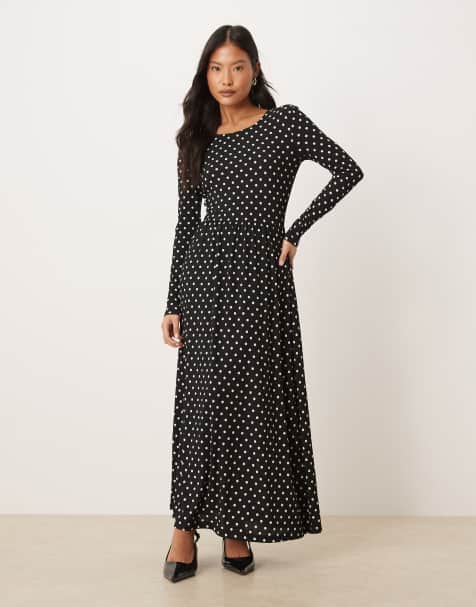 JDY Petite maxi dress in black polka dots - view 1