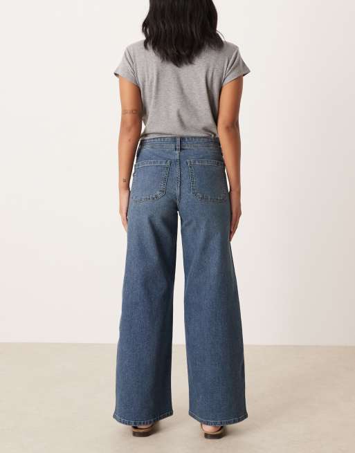 JDY Petite – Moon – Mellanblå jeans med vida ben och hög midja, 2 av 5