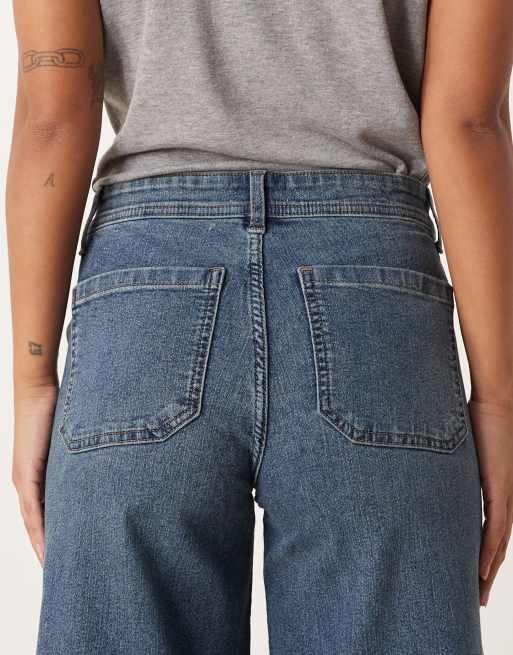 JDY Petite – Moon – Mellanblå jeans med vida ben och hög midja, 5 av 5