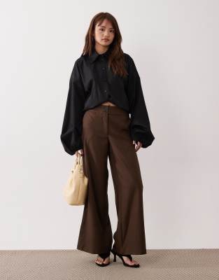 Pantalon ample à taille haute - Chocolat-Brown ML28