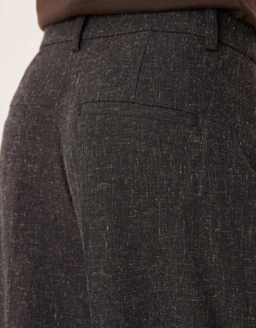 JDY Petite - Pantalon ample et ajusté à taille haute en tissu texturé - Gris foncé, 5 de 5