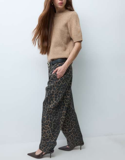 JDY Petite pantalon barrel taille haute à imprimé animal, 2 de 5