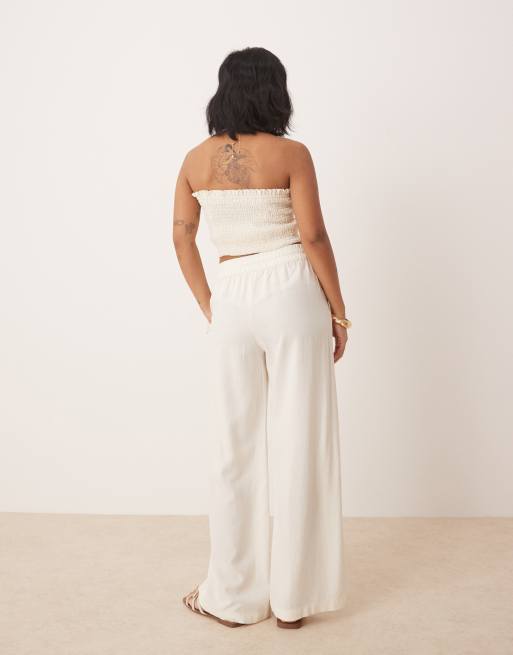 JDY Petite - Pantalon d'ensemble ample en lin - Blanc, 2 de 5