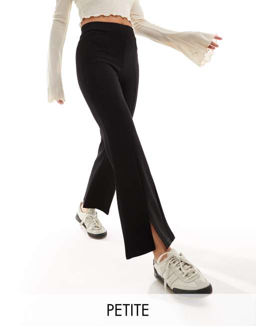 JDY Petite - Pantalon évasé à ourlet fendu - Noir