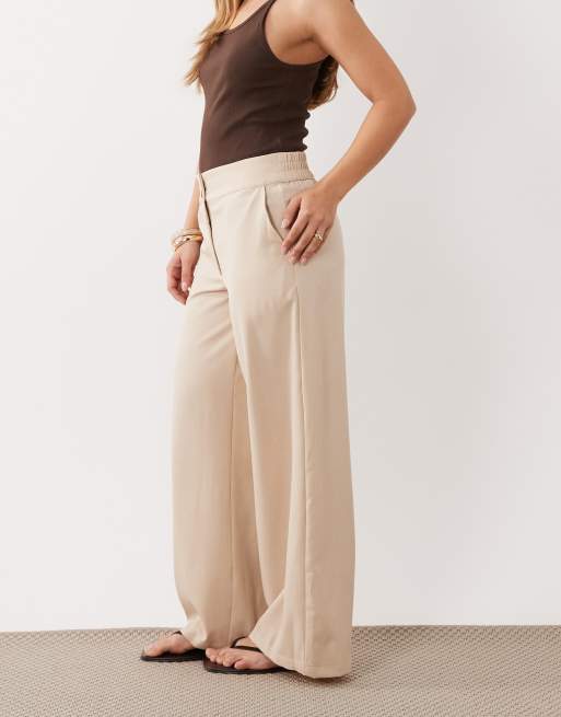 JDY Petite - Pantalon large à taille haute - Beige, 2 de 5