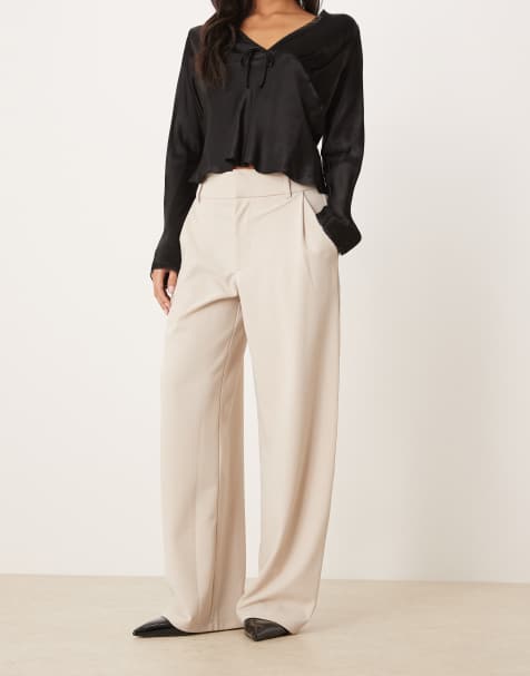 JDY Petite - Pantalon large habillé - Taupe - view 1