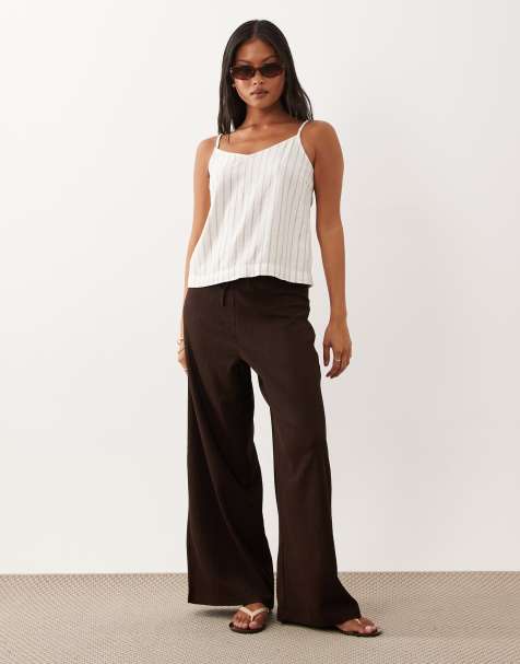 JDY Petite - Pantalon texturé ample - Marron chocolat - view 1