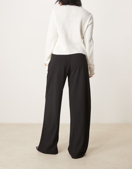 JDY Petite - Pantaloni a fondo ampio sartoriali neri , 3 di 5