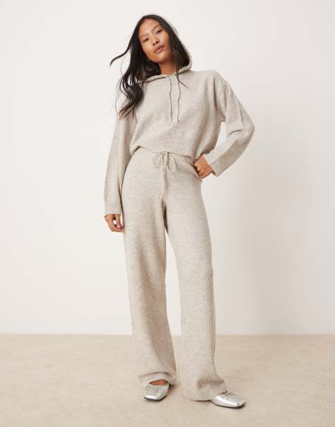 JDY Petite - Pantaloni in maglia color crema in coordinato - view 1