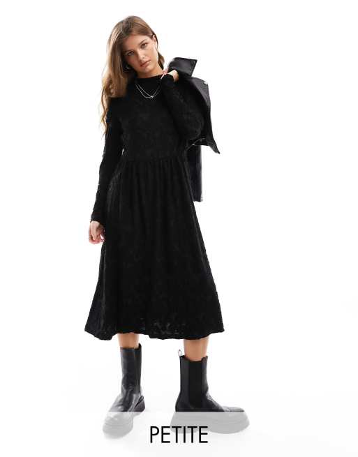 JDY Petite - Robe texturée à imprimé fleuri - Noir