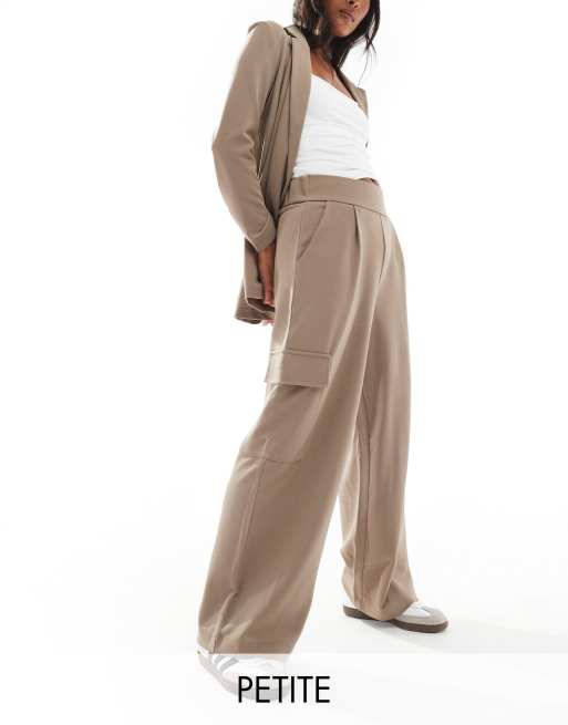 JDY Petite side pocket cargo pants in brown (part of a set)