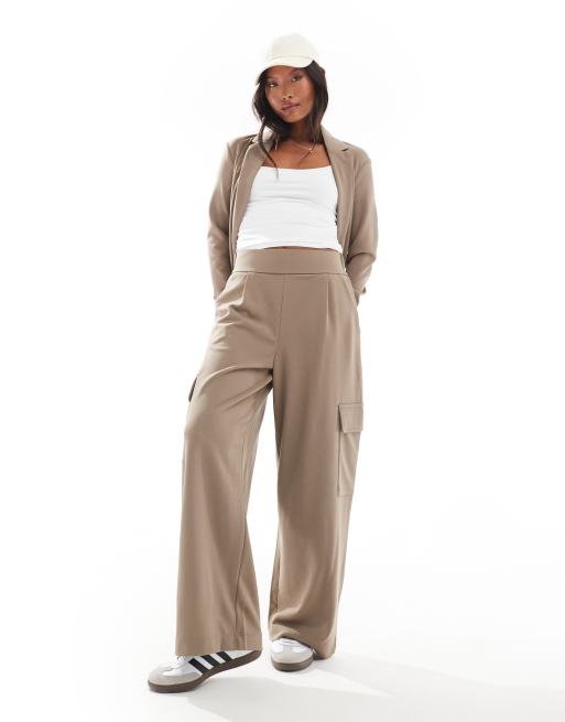 JDY Petite side pocket cargo pants in brown (part of a set), 4 of 5