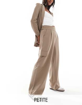 JDY Petite JDY Petite side pocket cargo trousers co-ord in brown