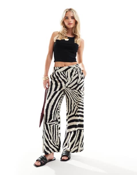 JDY Petite wide leg trouser in zebra print