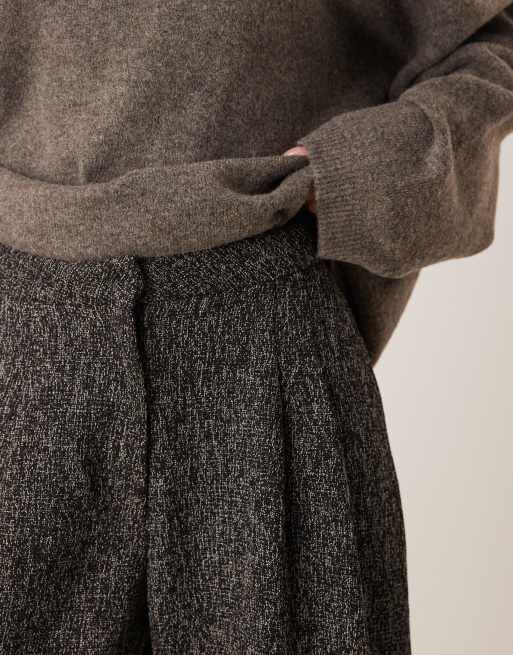 JDY Petite – Svarta byxor i bouclé med vida ben, 3 av 5