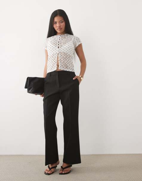 JDY Petite tailored bootcut trousers in black - view 1