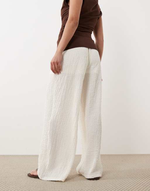 JDY Petite textured semi-sheer pants in white, 5 of 5