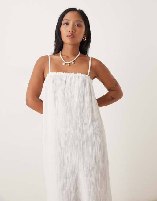 JDY Petite Textured Sleeveless Maxi Dress in Off White