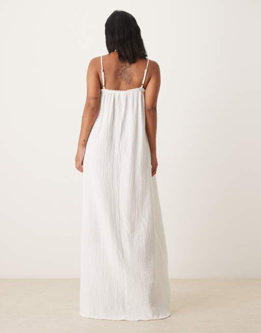 JDY Petite Textured Sleeveless Maxi Dress in Off White