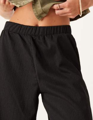 Jdy Petite Textured Wide Leg Pants In Black