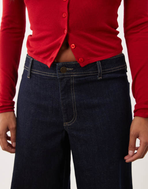JDY Petite Vanessa jeans med medelhög midja och vida ben i mörkblått, 5 av 5
