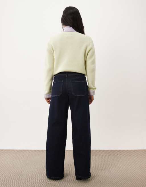 JDY Petite Vanessa jeans met wijde pijpen in donkerblauw, 2 van 5