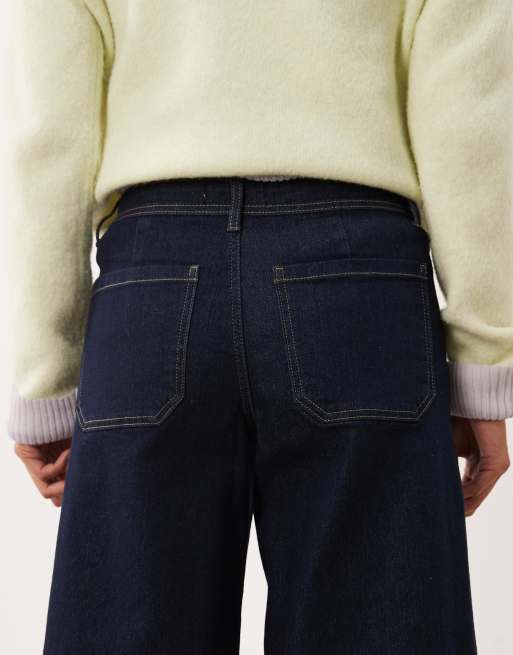 JDY Petite Vanessa jeans met wijde pijpen in donkerblauw, 4 van 5