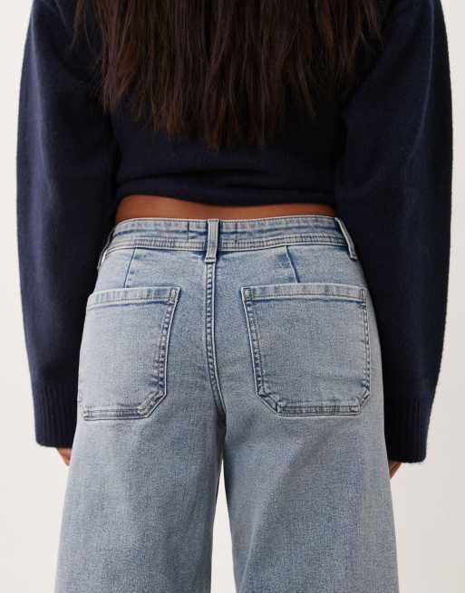 JDY Petite Vanessa jeans met wijde pijpen in lichtblauw, 4 van 5