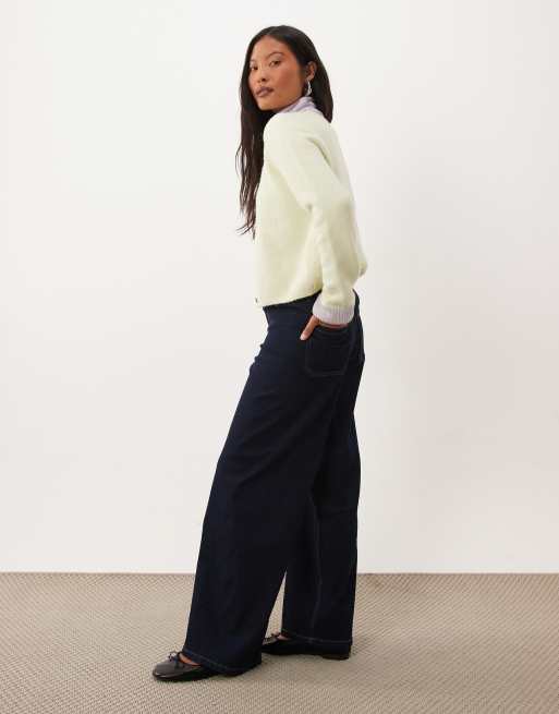 JDY Petite Vanessa wide leg jeans in dark blue, 3 of 5