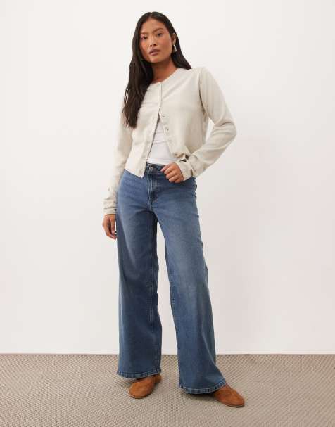 JDY Petite Vanessa wide leg jeans in mid blue - view 1