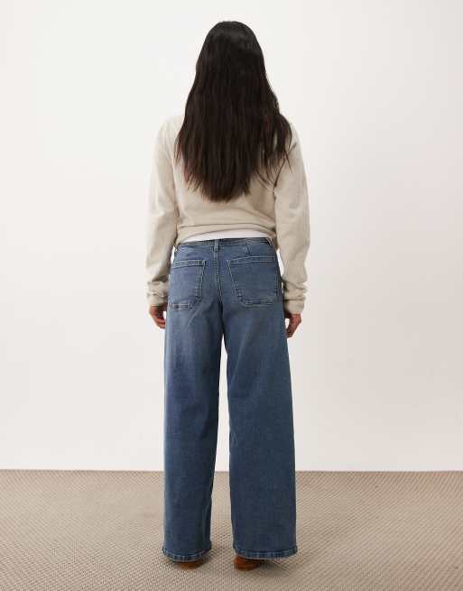 JDY Petite Vanessa wide leg jeans in mid blue, 2 of 5