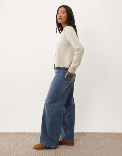 JDY Petite Vanessa wide leg jeans in mid blue, 3 of 5