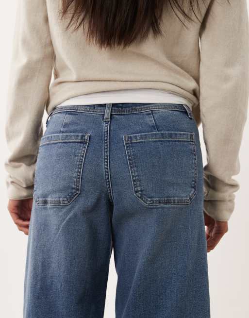 JDY Petite Vanessa wide leg jeans in mid blue, 4 of 5